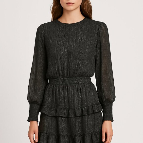 MISA Los Angeles Black Silver Metallic Mini Dress NWT Size Small Holiday Party - Picture 1 of 6
